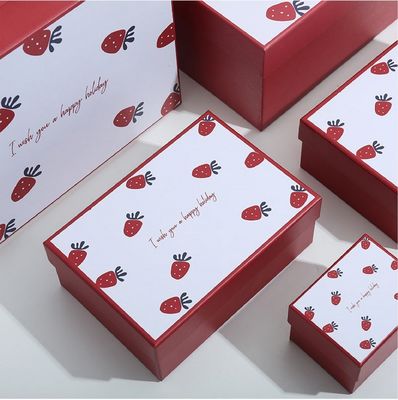 Van de de Lippenstiftluxe van het aardbeipatroon de Giftdoos Verpakking voor Valentijnskaartendag