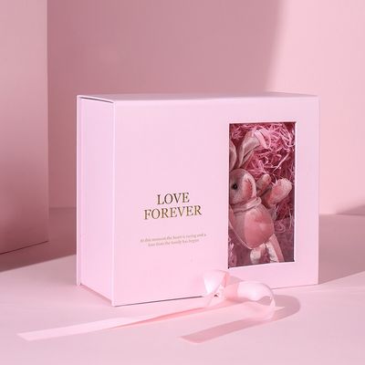 De Giftvakje van het douane Vlak Pak Magnetisch Roze Document met Lint