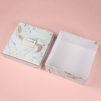 Aangepaste logo marmer afdrukken verjaardag geschenkdoos met papieren zak handgemaakte stijve dozen