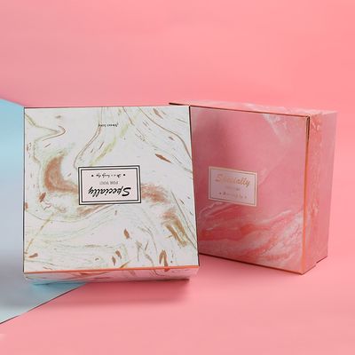 Aangepaste logo marmer afdrukken verjaardag geschenkdoos met papieren zak handgemaakte stijve dozen