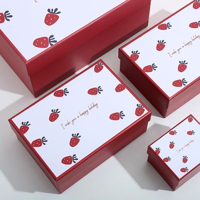 Van de de Lippenstiftluxe van het aardbeipatroon de Giftdoos Verpakking voor Valentijnskaartendag