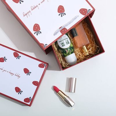 Van de de Lippenstiftluxe van het aardbeipatroon de Giftdoos Verpakking voor Valentijnskaartendag