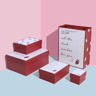 Van de de Lippenstiftluxe van het aardbeipatroon de Giftdoos Verpakking voor Valentijnskaartendag