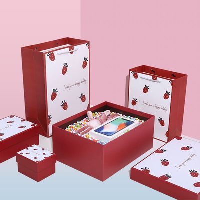 Van de de Lippenstiftluxe van het aardbeipatroon de Giftdoos Verpakking voor Valentijnskaartendag
