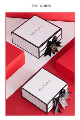 De stijve Witte Magnetische Dozen van de Kartongift met Zwart Rim And Ribbon Bow