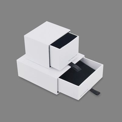 Ring Verpakking Witte Juwelendoos Met Lades Grijs/Zwart Fluwelen Voering