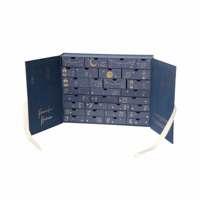De Giftdoos van de 30 Laden Marineblauwe Verrassing, Schoonheid Advent Calendar With Ribbon