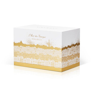 De witte Hoekige Dozen van de Parfumgift, Karton Scharnierende Dozen Gouden het Stempelen Druk