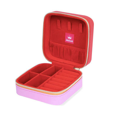Van de Reisjuwelen van het Fauxleer Rood Vierkant Draagbaar Geval 10*10*5cm voor Meisjes