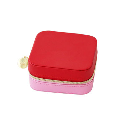 Van de Reisjuwelen van het Fauxleer Rood Vierkant Draagbaar Geval 10*10*5cm voor Meisjes