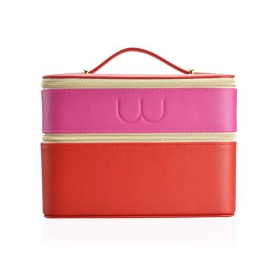 Maak 24*20*19cm Sluiting van de de Lagenritssluiting van het Leerbeautycase de Dubbele waterdicht
