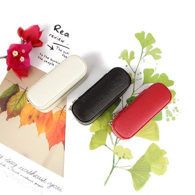 Minipu-de Lippenstiftgeval 10*4*3.5cm van de Leerreis met Dubbele Ritssluitingssluiting