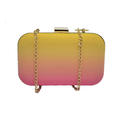 Klantgerichte Metaalplaat Logo Evening Clutch Bag met Verwijderbare Gouden Tone Chain