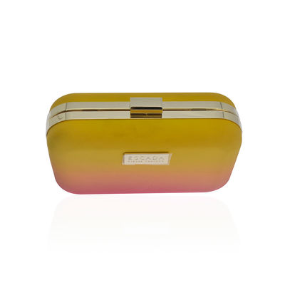 Klantgerichte Metaalplaat Logo Evening Clutch Bag met Verwijderbare Gouden Tone Chain