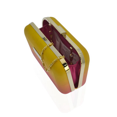 Klantgerichte Metaalplaat Logo Evening Clutch Bag met Verwijderbare Gouden Tone Chain